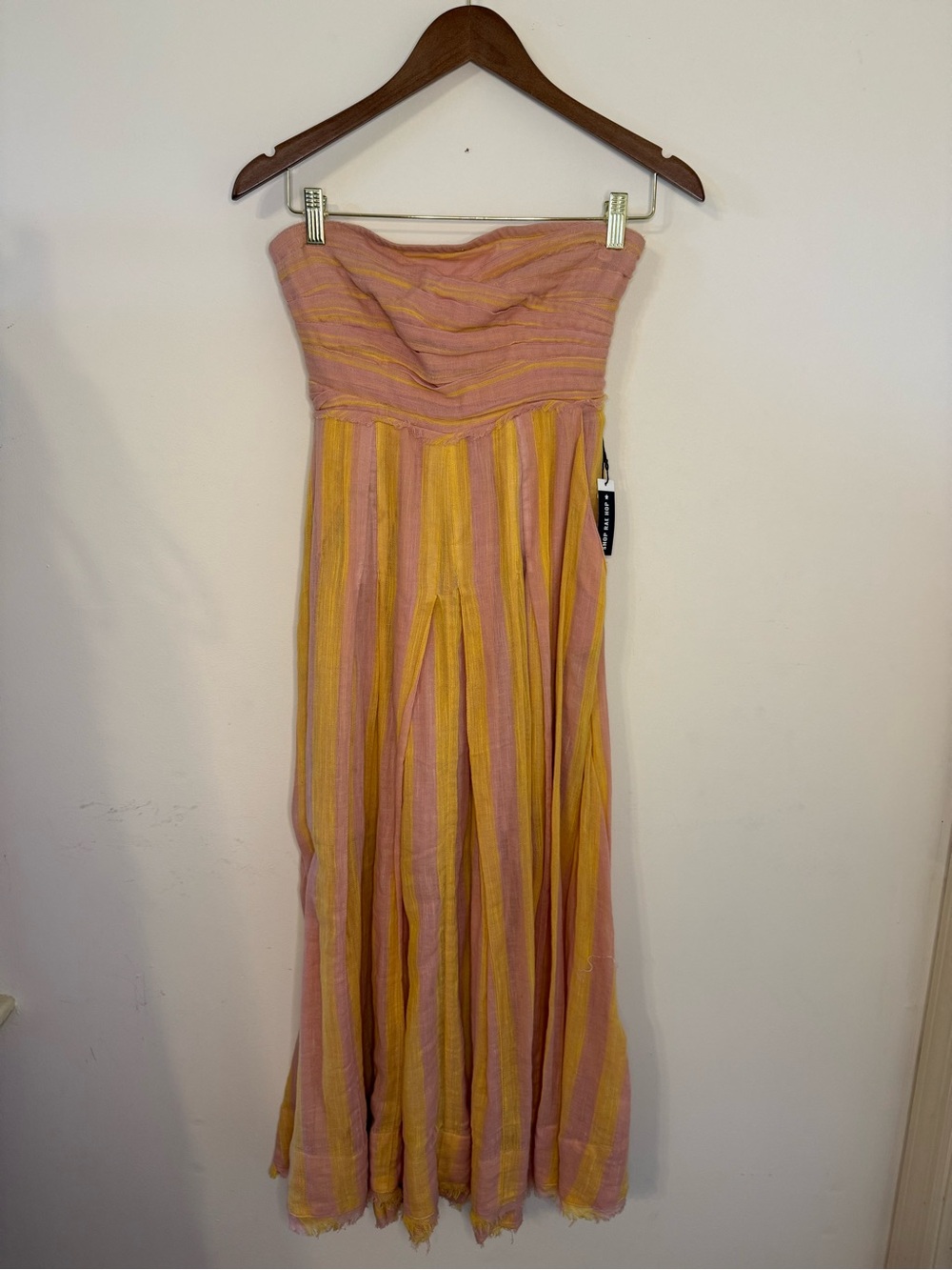 Free People Strapless Maxi Dress in Pink and Yellow Stripes